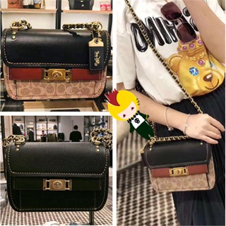 COACH 78490 73560 ผู้หญิงใหม่คลาสสิกโลโก้ผ้าใบกระเป๋าสะพายโซ่ TROUPE，Womens Messenger Bag