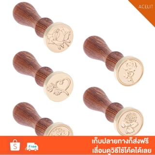 ACT❤Portable Copper Head Stamp DIY Paint Wax Envelope Sealing Seal with Wood Handle
