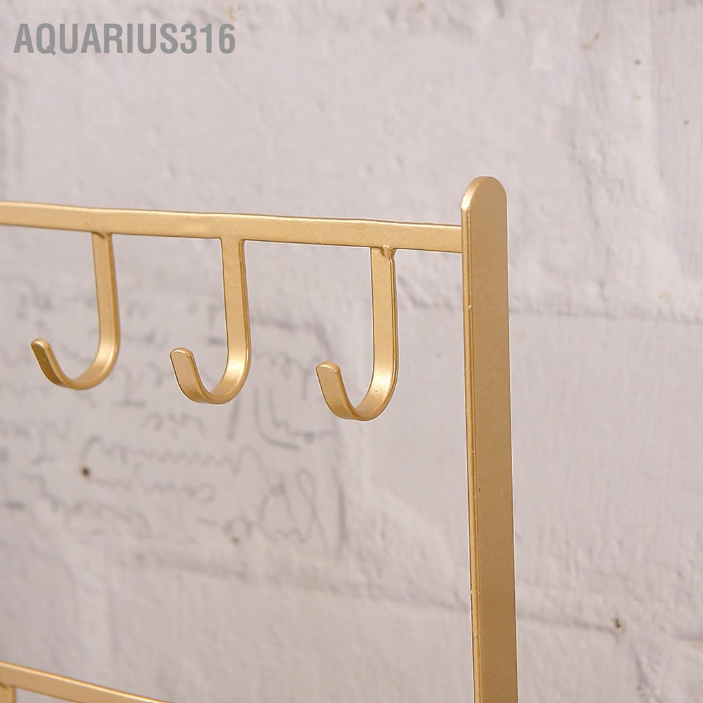 aquarius316-ชั้นวางเครื่องประดับ-สร้อยคอ-ต่างหู-ตะขอเหล็ก-สีทอง
