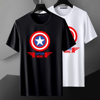 เสื้อยืด - เสื้อยืดสําหรับผู้ชาย☁L.Creative รูปแบบตัวอักษร Marvel พิมพ์เสื้อยืดผู้ชายฤดูร้อนผู้ชายแ