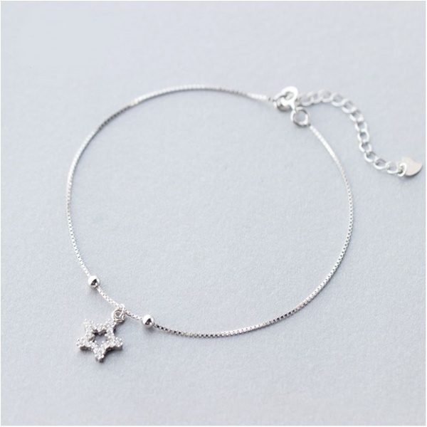 s925-anklet-11-สร้อยข้อเท้าเงินแท้-จี้ดาว-สวยสะดุดตา-น่ารัก-ใส่สบาย-เป็นมิตรกับผิว