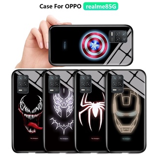 (กระจกเรืองแสง) สำหรับ Realme 8 Pro Realme 8 5G C21 Marvel Case Ironman Spiderman ฝาหลัง เคสโทรศัพท์