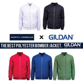 Gildan x NORTH HARBOUR เสื้อแจ็กเก็ตบอมเบอร์ กันลม มีกระเป๋าด้านใน ใส่สบาย สีดํา เทา กรมท่า NHJ1100