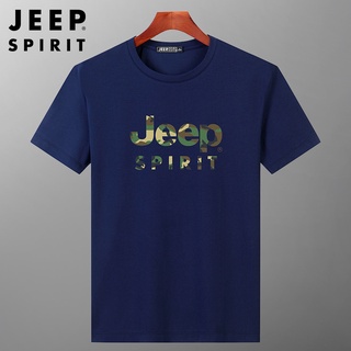 Jeep SPIRIT ใหม่ เสื้อยืดลําลอง แขนสั้น แบบบาง เข้ารูป สไตล์เกาหลี แฟชั่นฤดูร้อน สําหรับผู้ชายS-5XL