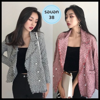 อก 38 💦 เสื้อสูทผู้หญิง สไตล์เกาหลี ดีไซน์สุดชิคเก๋ ๆ  blazer ผู้หญิง ✅ กระเป๋าหน้า 2 ข้าง เสื้อสูทแฟชั่นเกาหลี เสื้อสูท