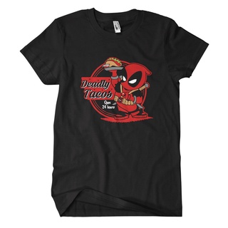 เสื้อยืด พิมพ์ลายการ์ตูน Deadly Tacos Ryan Reynolds Deadpool Anti Hero X สําหรับผู้ชาย
