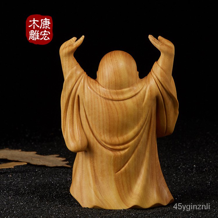 yueqing-boxwood-ไม้แกะสลักถือสวรรค์-maitreya-รูปปั้นพระพุทธรูปหัวเราะแกะสลักงานฝีมือไม้ของขวัญงานศิลปะของตกแต่งบ้าน-syiv