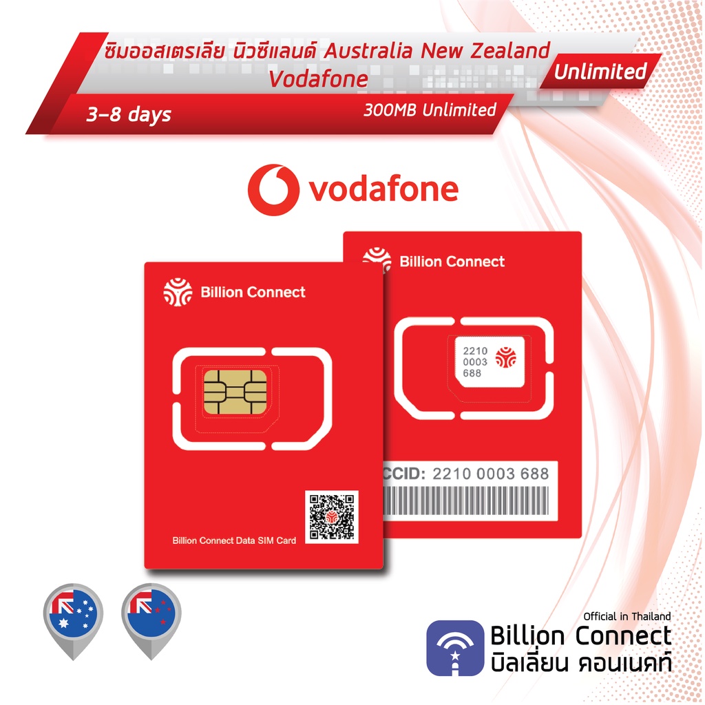 Australia & New Zealand Sim Card Unlimited 2GB Daily สัญญาณ Optus Spark