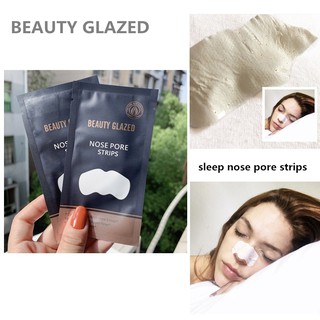 【เก็บเงินปลายทาง】BEAUTY GLAZED 1 ชิ้น แผ่นแปะจมูก/กำจัดสิวหัวดำ การทำความสะอาดเยื่อจมูกอย่างล้ำลึก