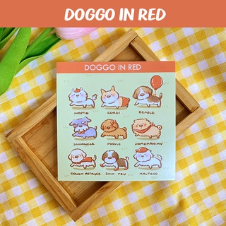 Doggo in Red 🐶🎈 สติกเกอร์น้องหมาในคอสตูมสีแดง น่ารัก Dog sticker สติกเกอร์น่ารัก พร้อมส่ง ตกแต่งสมุด 🧸 ไดคัท