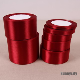 [Sunnycity] ริบบิ้นผ้าไหมซาติน สีไวน์แดง 25 หลา สําหรับตกแต่งงานแต่งงาน ห่อของขวัญคริสต์มาส ปีใหม่