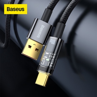 Baseus สายชาร์จ USB Type C 100W เปิด ปิดอัตโนมัติ สําหรับ Huawei P40 Pro Mate 30 100W Samsung S21 ultra S20
