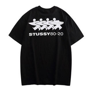 STUSSY เสื้อยืดแขนสั้นลําลอง ผ้าฝ้าย เข้ากับทุกการแต่งกาย สไตล์สตรีท แฟชั่นสปอร์ต สําหรับผู้ชาย และผู้หญิง