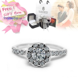 Finejewelthai แหวนเพชร-แหวนเงิน-แหวนคู่-เงินแท้-เพชรสังเคราะห์-Couple-Diamond CZ-Silver-Wedding-Ring - Gift_set108