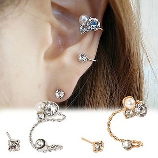 แหวนสตรี Rhinestone Stud Ear Clips เครื่องประดับ Charms ของขวัญคริสต์มาส