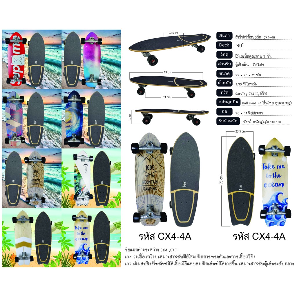 Cx4 Land Surf Skate Skateboard 750x235x125mm Fishboard Skiing