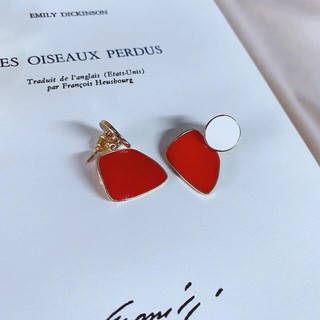 ADIZO เครื่องประดับเคลือบ ทองแท้ 18K ต่างหู Red Coral Earring