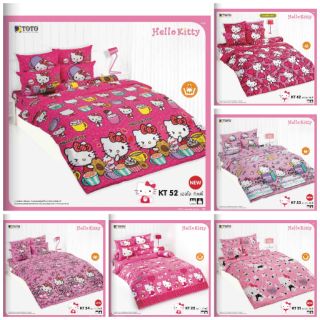 🔥⚡sale🌈🌈 ชุดผ้าปู+ผ้านวม 6 ฟุต 5 ฟุต ลาย hello​kitty​ คิตตี้​ ของแท้ 100%  toto