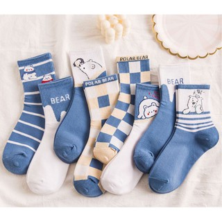 🧦ถุงเท้าข้อกลาง ราคาถูก ถุงเท้าแฟชั่น  collection Polar Bear 🇹🇭ส่งไวจากไทย