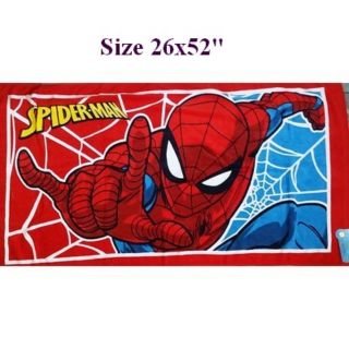 ลิขสิทธิ์แท้ ผ้าขนหนู Spiderman เนื้อนิ่ม ผืนใหญ่ ขนาด 26x52 นิ้ว ราคาป้าย 630บ.