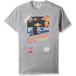 เสื้อยืดโอเวอร์ไซส์เสื้อยืดผ้าฝ้ายย้อนยุคคุณภาพสูงพิมพ์ Nintendo Metroid สําหรับผู้ชายS-3XL