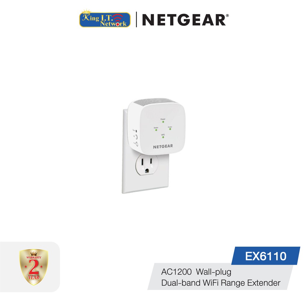 NETGEAR (EX6110) AC1200 Dual Band WiFi Range Extender, Wallplug