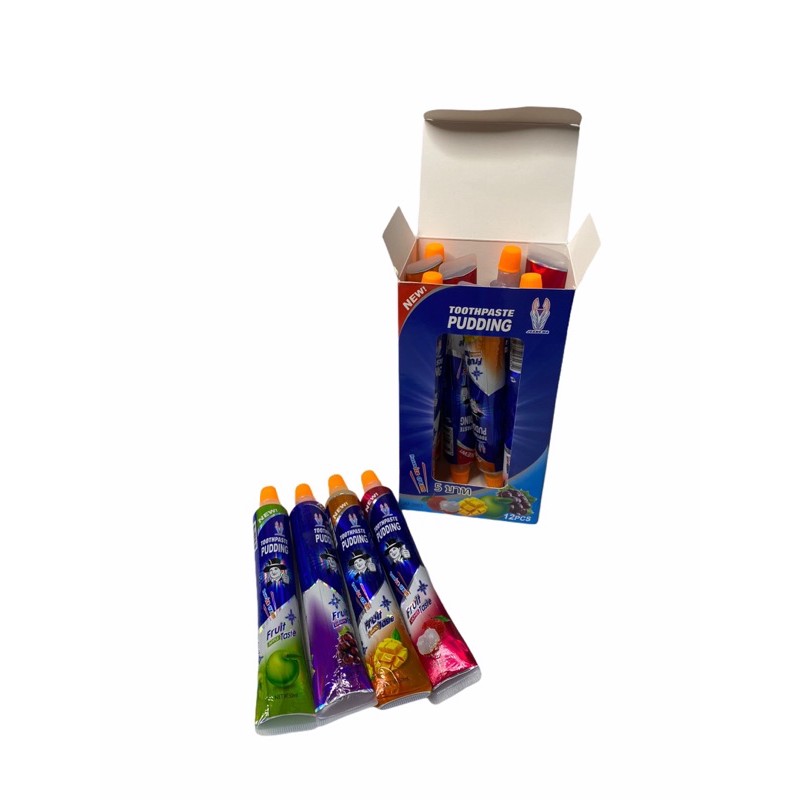 พุดดิ้ง PUDDING Toothpaste รวมรสผลไม้ 4รสชาติ 1กล่อง/บรรจุ 12 หลอด ราคา ...
