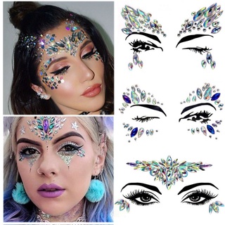 Douyin matching stage makeup face sticker Europe and the United States EDM Music Festival eyes face diamond sticker with glue diamond decoration