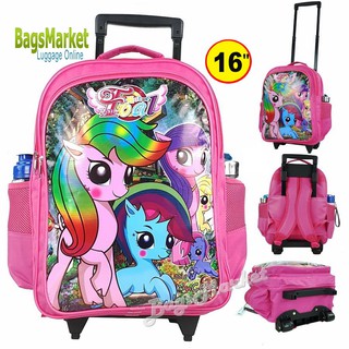 Bagsmarket 🔥🎒Kids Luggage 16" (ขนาดใหญ่-L) Trio กระเป๋าเป้มีล้อลากสำหรับเด็ก กระเป๋านักเรียน กระเป๋าเด็ก ลิตเติ้ลโพนี