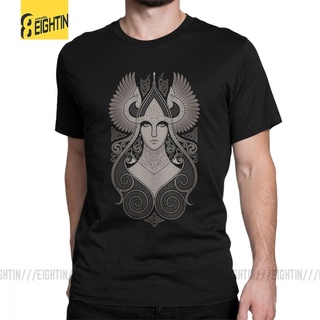 เสื้อยืดผ้าฝ้ายพิมพ์ลายคลาสสิก เสื้อยืดคอกลม ผ้าฝ้าย 100% พิมพ์ลาย Valhalla Freyja สําหรับผู้ชาย