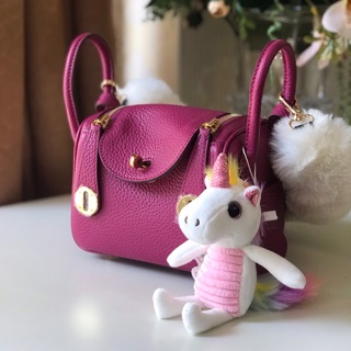 กระเป๋าหนังแท้ แท้นอกแท้ใน รุ่น baby lindy สี shocking pink