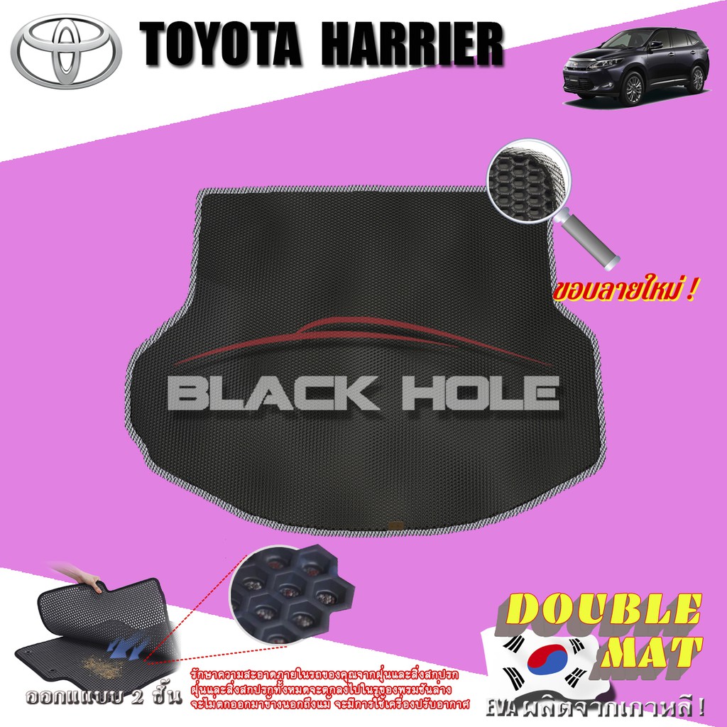 toyota-harrier-2014-2017-trunk-พรมรถยนต์เข้ารูป2ชั้นแบบรูรังผึ้ง-blackhole-carmat-ชุดที่เก็บสัมภาระท้ายรถ