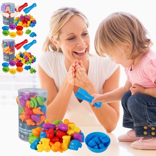 Montessori ของเล่นนับจํานวนสัตว์ ไดโนเสาร์ พร้อมชามแยกสี เกมจับคู่ Shopcyc0196