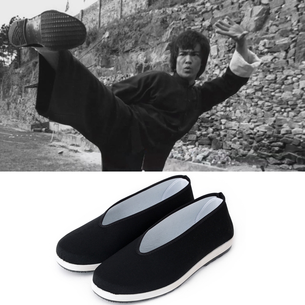 รูปภาพสินค้าแรกของรองเท้าแบบสวม ส้นแบน สไตล์จีน สีดำ สำหรับผู้ชาย