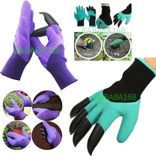 ถุงมือทำสวน ปลูกต้นไม้ พรวนดิน ขุดดินทำสวน Garden Gloves มือยาง มี2สี การเกษตร
