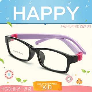 KOREA แว่นตาแฟชั่นเด็ก แว่นตาเด็ก รุ่น 8816 C-2 สีดำขาม่วงข้อชมพู ขาข้อต่อที่ยืดหยุ่นได้สูง (สำหรับตัดเลนส์)