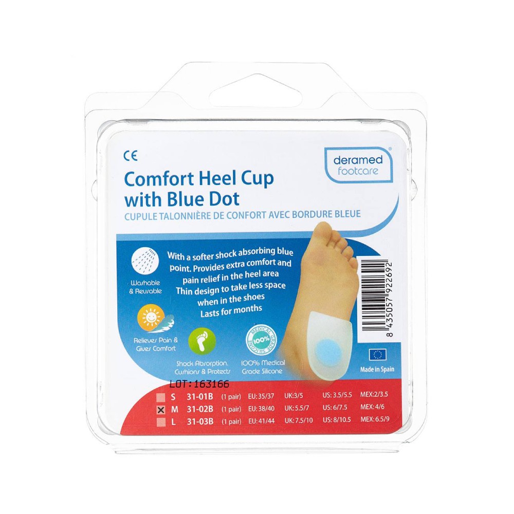 ราคาและรีวิวDeramed Heel Cup Comfort With Blue Dot แผ่นซิลิโคนรองส้นเท้า