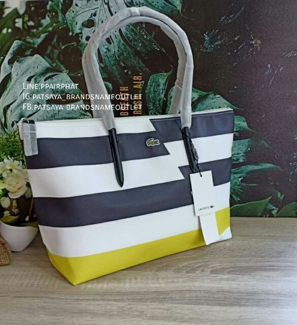 lacoste-shopping-bagแท้-outlet-กระเป๋าทรงshopping-bag-ลายสดใส