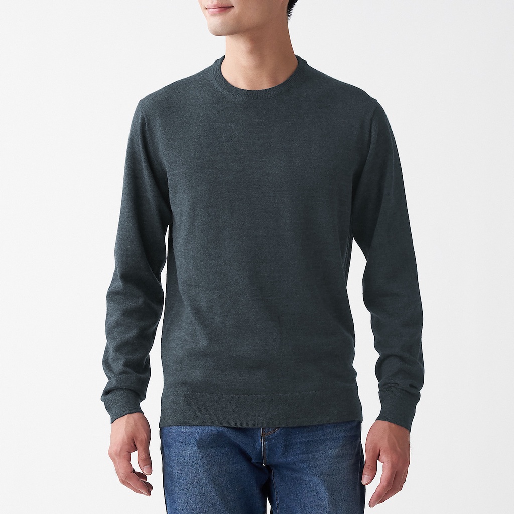 เสื้อไหมพรมผู้ชาย-เสื้อไหมพรมคอกลม-muji-merino-wool-washable-crew-neck-14769500161