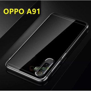 Case OPPO A91 เคสออฟโป้ เคสนิ่ม ขอบสีหลังใส เคสกันกระแทก สวยและบาง TPU CASE เคสซีลีโคน สินค้าใหม่ ส่งจากไทย