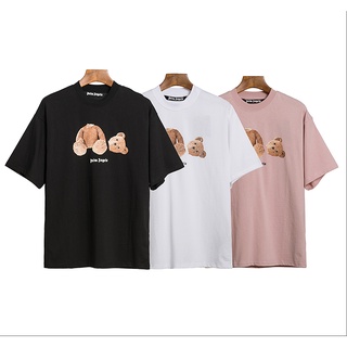 Street style broken bear print short-sleeved T-shirt for men and women GEJB