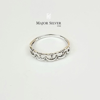 สินค้า แหวนลายปีกนก / แหวนเงินแท้ 92.5% แหวนแฟชั่น สไตล์มินิมอล แหวนเงินแท้ 100 Major Silver : E-V-Rim4.5