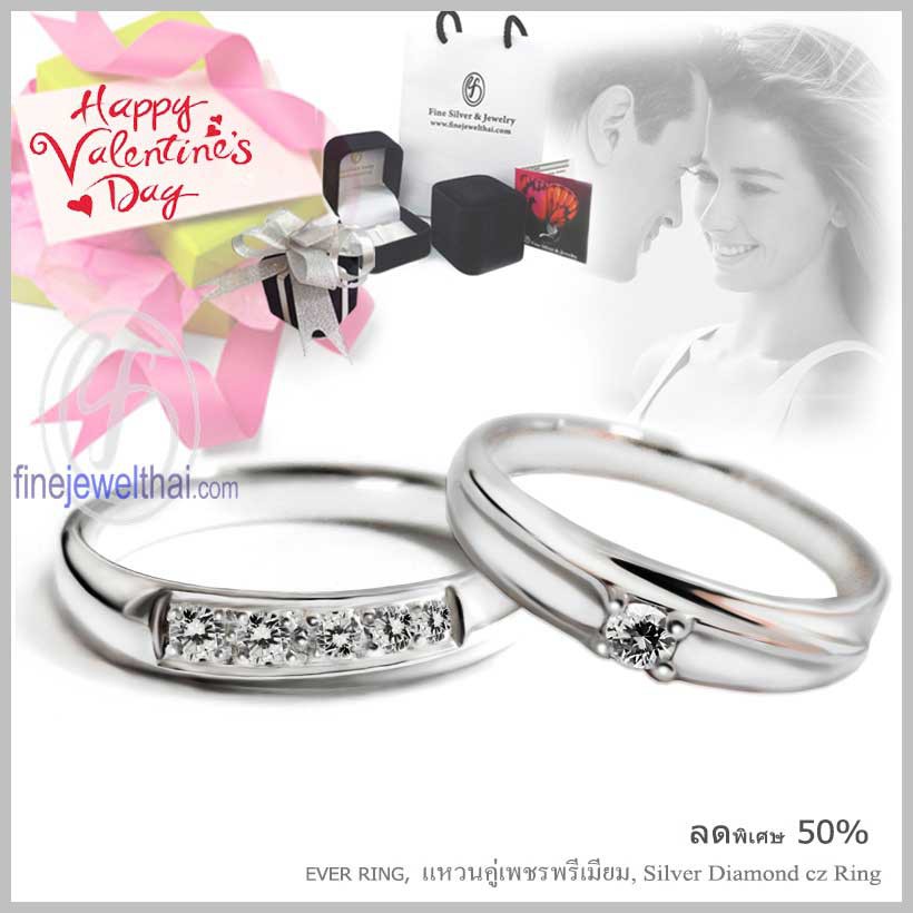 finejewelthai-แหวนเพชร-เพชรสังเคราะห์-เงินแท้-925-แหวนคู่-แหวนแต่งงาน-diamond-cz-silver-wedding-ring-valentine-gift21