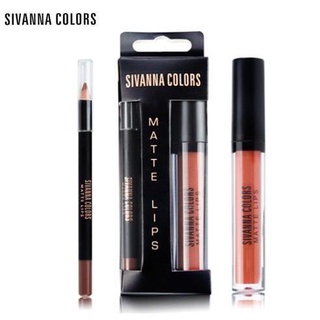 สินค้า HF7004 Sivanna Colors Matte Lip ซีเวียน่า 2in1 ลิปกลอส + ดินสอเขียนขอบปาก