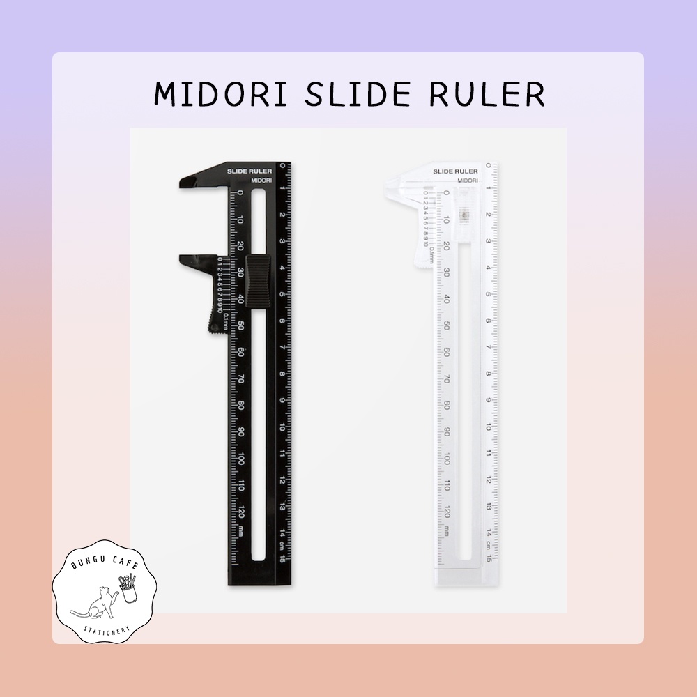 Midori Slide Ruler 15cm. // มิโดริ ไม้บรรทัดสไลด์ ขนาดพกพา 15 cm ...