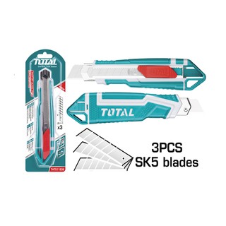 Total มีดคัทเตอร์ อเนกประสงค์ ใบมีด 18 มม. (ใบมีด 3 ใบ) รุ่น THT511836 ( Utility Snap-Off Blade Knife )