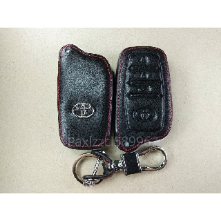 ซองหนังแท้ ใส่กุญแจรีโมทรถยนต์ Toyota Hilux Revo Smat Key 3 ปุ่ม  แบบโลโก้เงิน(พร้อมส่ง)