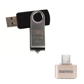 OMG Flash Drive 128 Gb USB 3.0 + Remax RA-OTG (Gold)