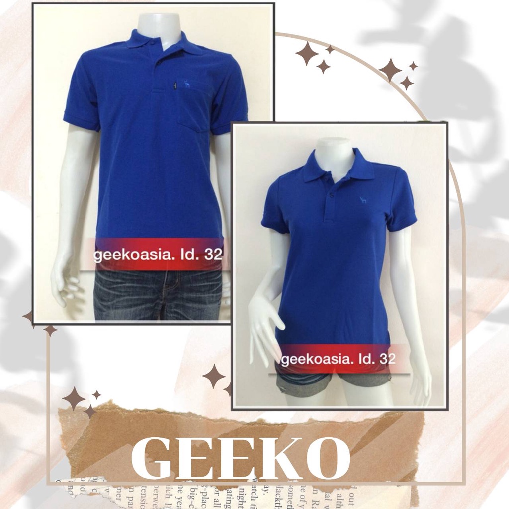 ราคาและรีวิวเสื้อโปโลกวาง Geeko แท้100% ชาย/หญิง ID32 สีน้ำเงินสด