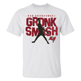 เสื้อยืดแขนสั้นลําลอง คอกลม ผ้าฝ้าย 100% พิมพ์ลาย Tampa Bay Buccaneers Gronk Smash สีขาว แฟชั่นฤดูร้อน สําหรับผู้ชาย 202